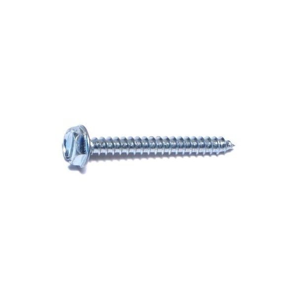 Midwest Fastener Sheet Metal Screw, #6 x 1-1/4 in, Zinc Plated Steel Flange Hex Head Slotted Drive, 100 PK 02915 - main